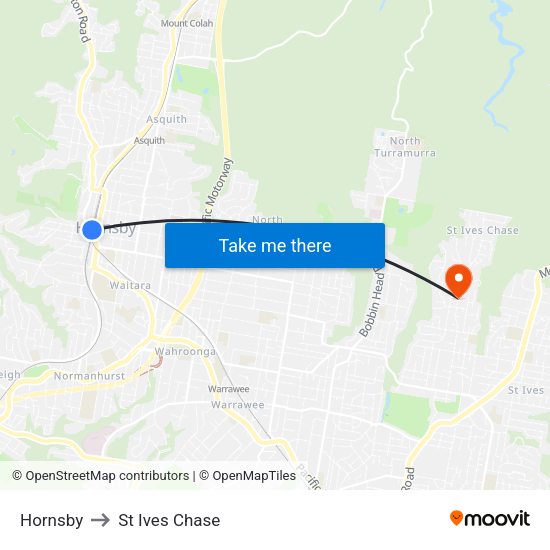 Hornsby to St Ives Chase with public transportation