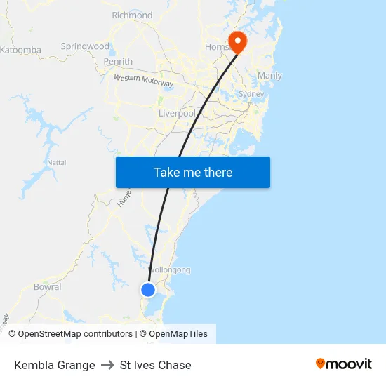 Kembla Grange to St Ives Chase map