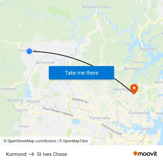 Kurmond to St Ives Chase map