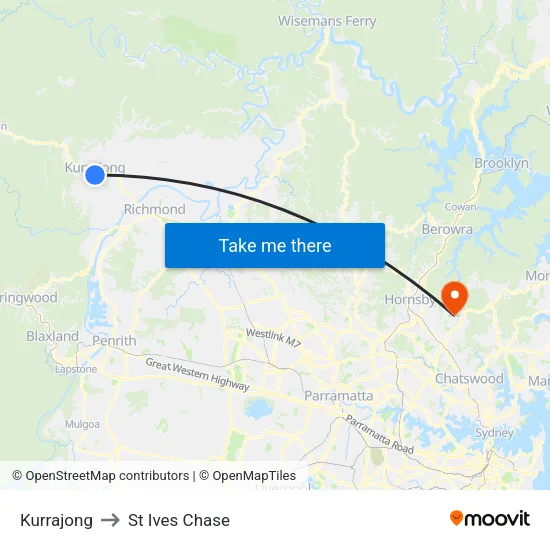 Kurrajong to St Ives Chase map