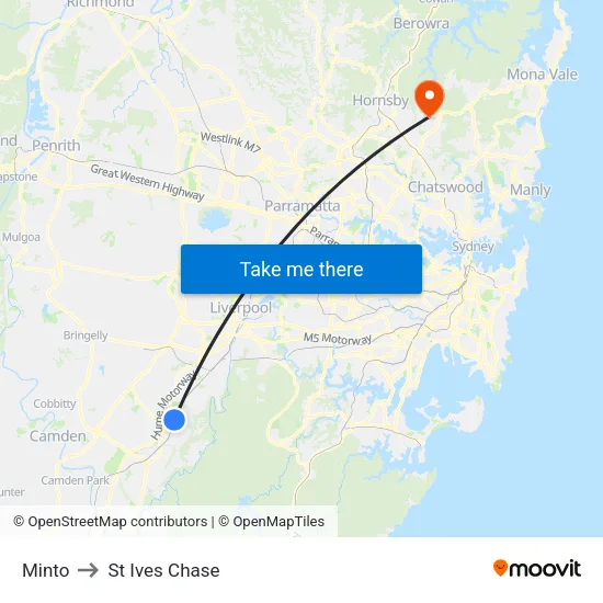 Minto to St Ives Chase map