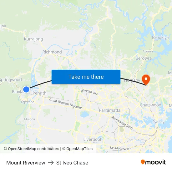 Mount Riverview to St Ives Chase map