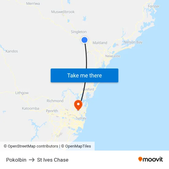 Pokolbin to St Ives Chase map