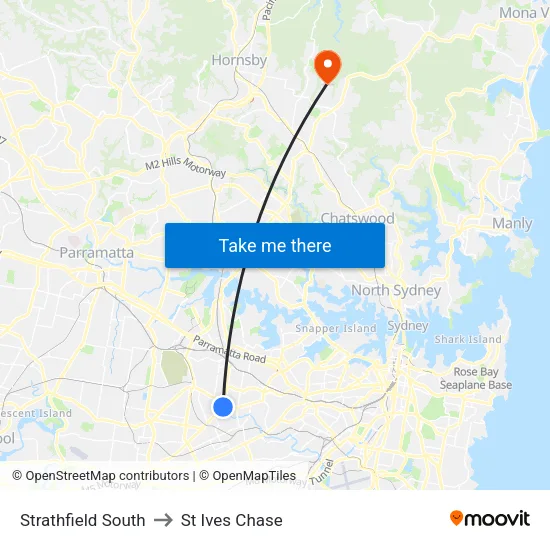 Strathfield South to St Ives Chase map