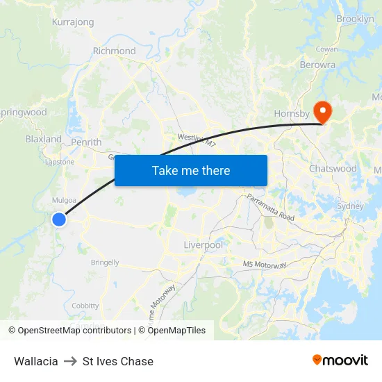 Wallacia to St Ives Chase map