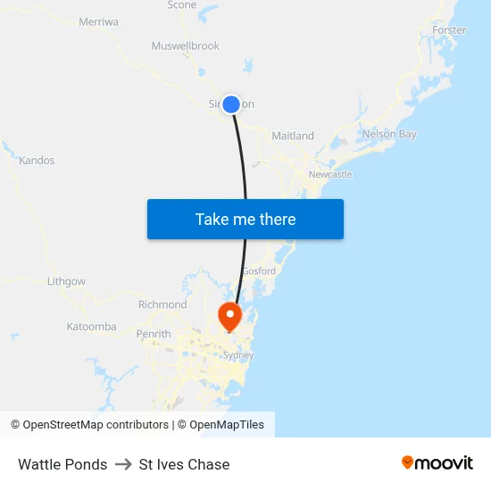 Wattle Ponds to St Ives Chase map