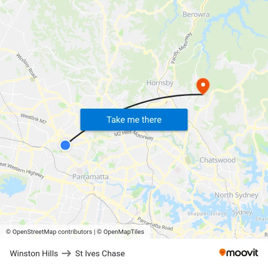 Winston Hills to St Ives Chase map