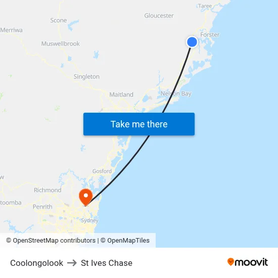 Coolongolook to St Ives Chase map