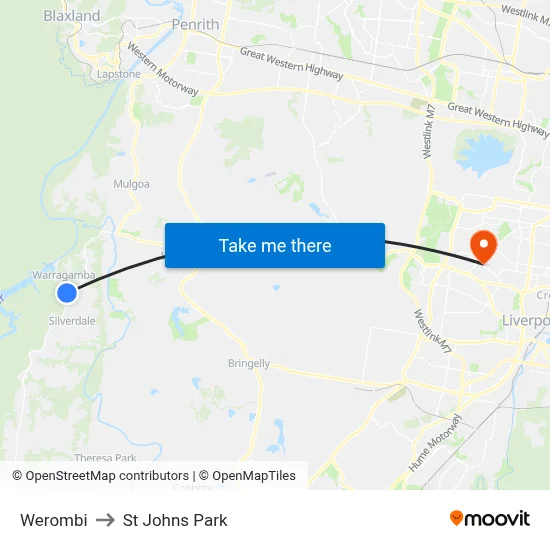 Werombi to St Johns Park map