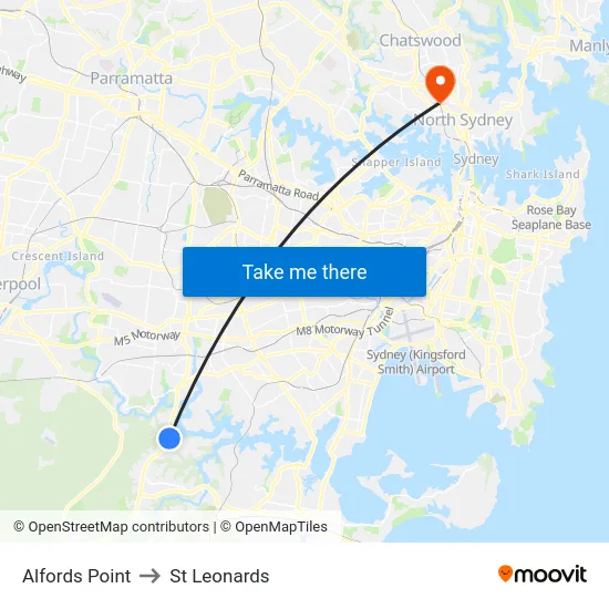 Alfords Point to St Leonards map