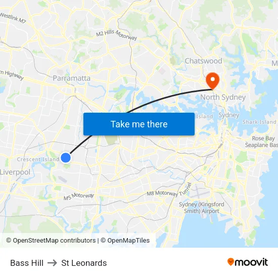 Bass Hill to St Leonards map