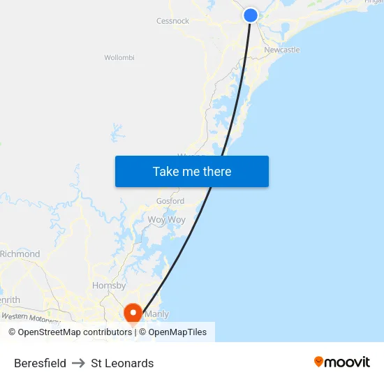 Beresfield to St Leonards map