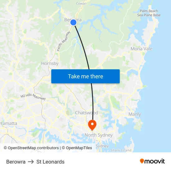 Berowra to St Leonards map