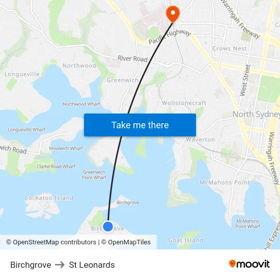 Birchgrove to St Leonards map