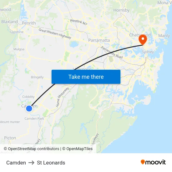 Camden to St Leonards map