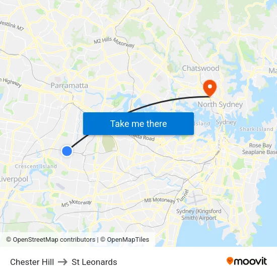 Chester Hill to St Leonards map