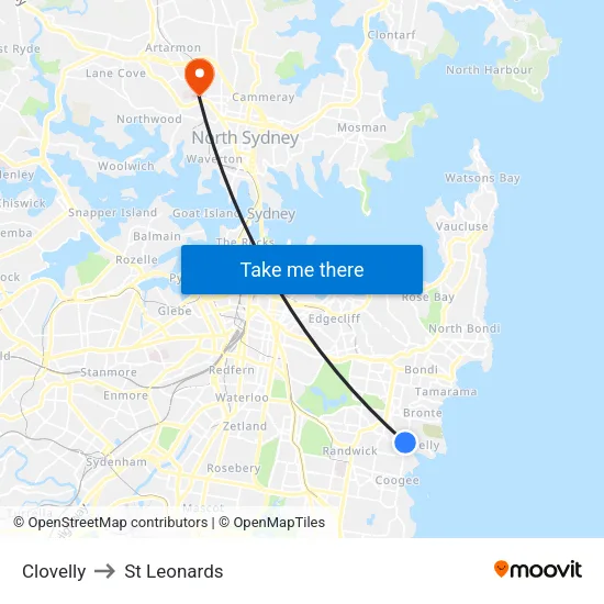 Clovelly to St Leonards map