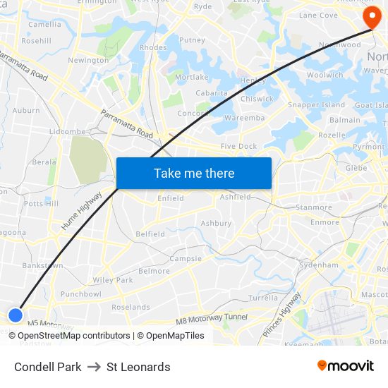 Condell Park to St Leonards map