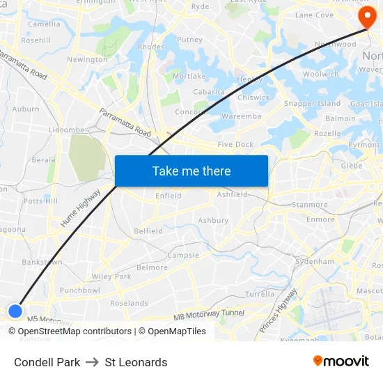 Condell Park to St Leonards map