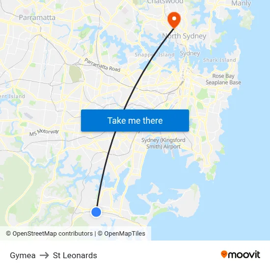 Gymea to St Leonards map