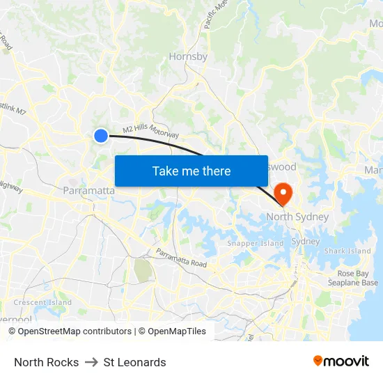 North Rocks to St Leonards map