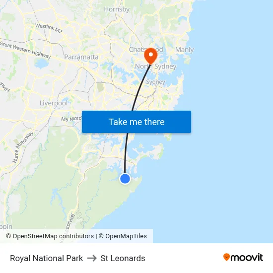 Royal National Park to St Leonards map