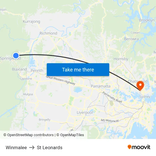Winmalee to St Leonards map