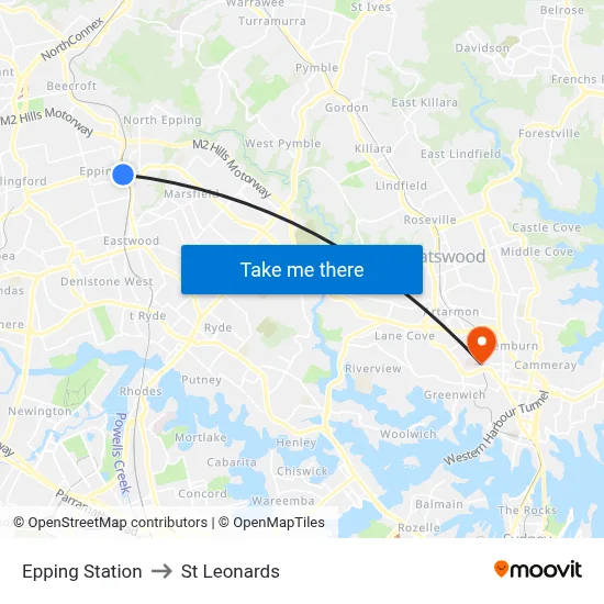 Epping Station to St Leonards map