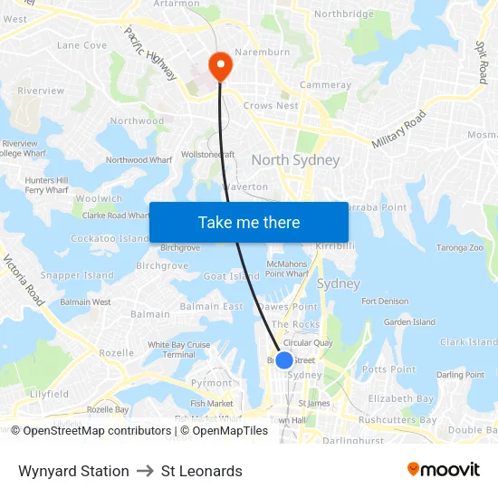 Wynyard Station to St Leonards map