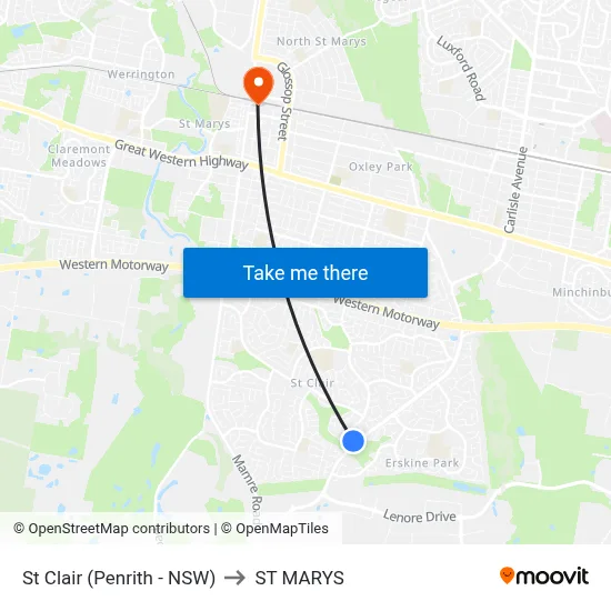 St Clair (Penrith - NSW) to ST MARYS map