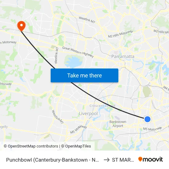 Punchbowl (Canterbury-Bankstown - NSW) to ST MARYS map