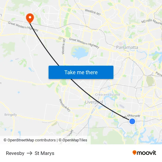 Revesby to St Marys map