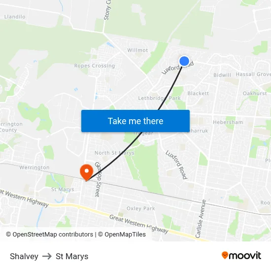 Shalvey to St Marys map