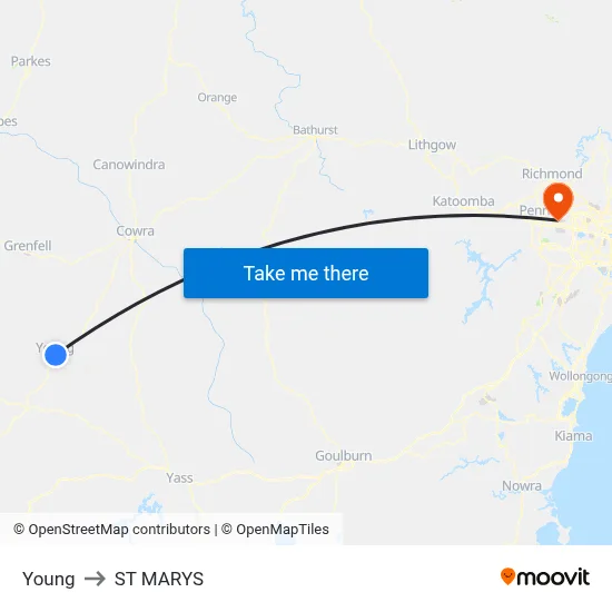 Young to ST MARYS map