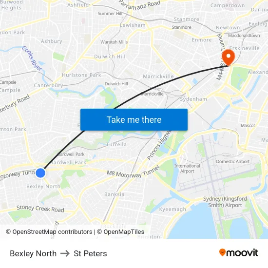 Bexley North to St Peters map