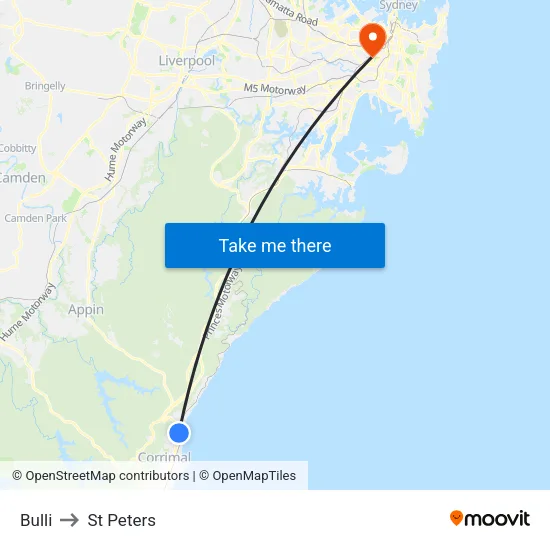 Bulli to St Peters map
