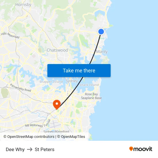 Dee Why to St Peters map