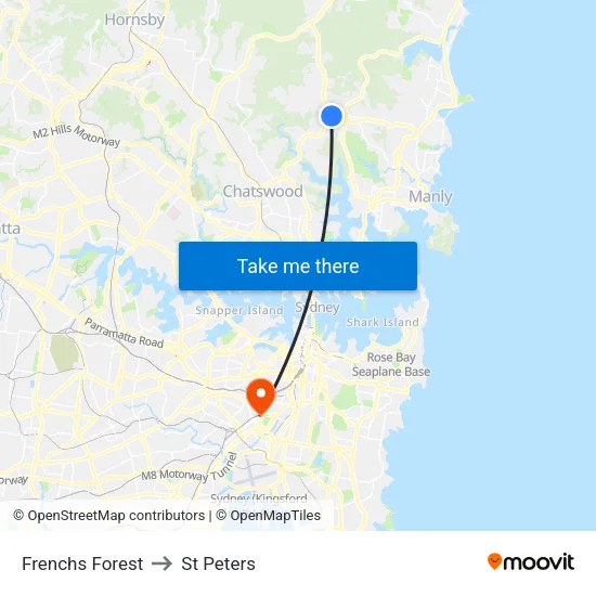 Frenchs Forest to St Peters map