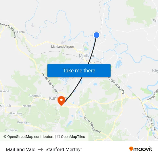 Maitland Vale to Stanford Merthyr map