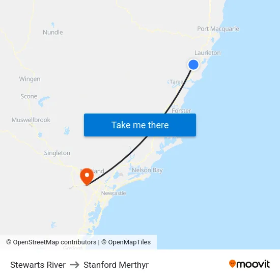 Stewarts River to Stanford Merthyr map