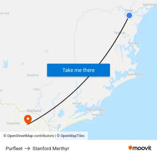 Purfleet to Stanford Merthyr map
