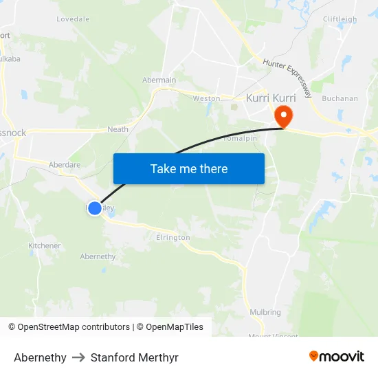 Abernethy to Stanford Merthyr map