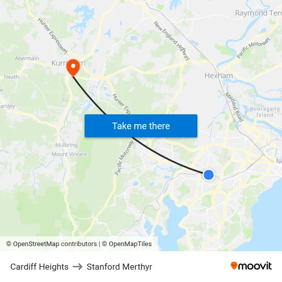 Cardiff Heights to Stanford Merthyr map