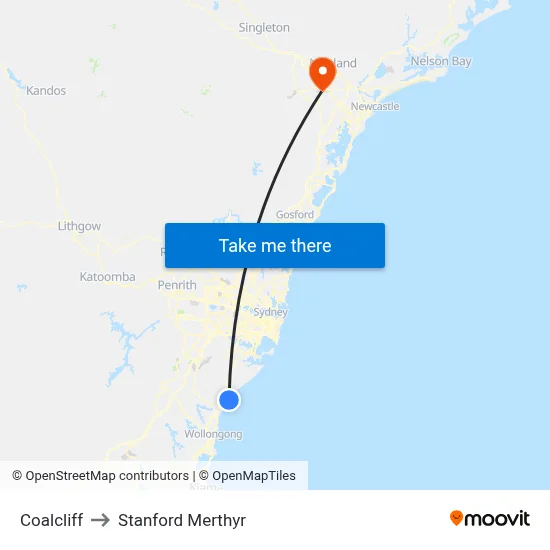 Coalcliff to Stanford Merthyr map