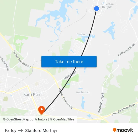 Farley to Stanford Merthyr map