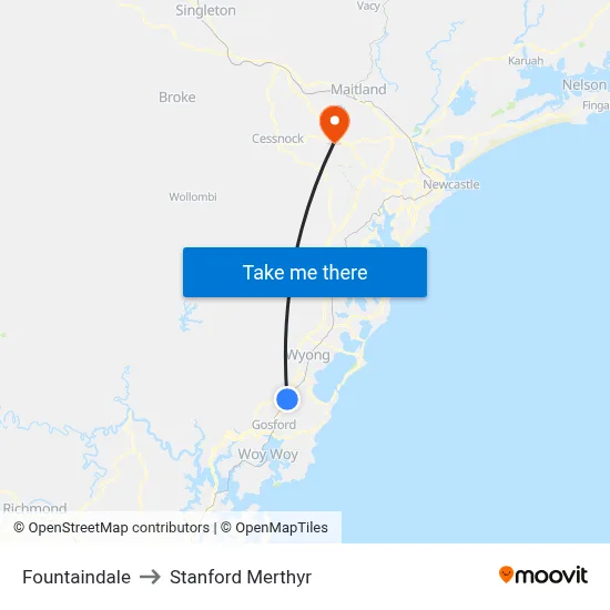 Fountaindale to Stanford Merthyr map