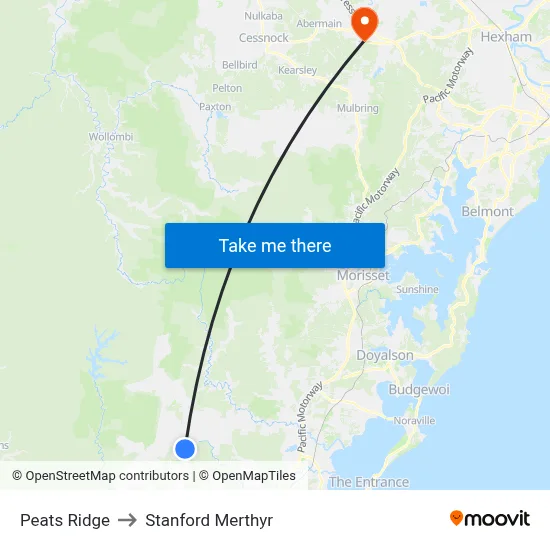 Peats Ridge to Stanford Merthyr map