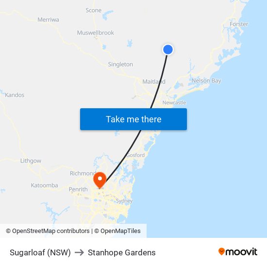 Sugarloaf (NSW) to Stanhope Gardens map