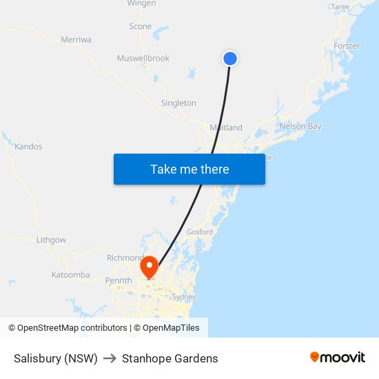 Salisbury (NSW) to Stanhope Gardens map