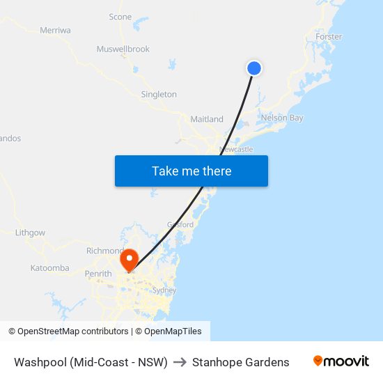 Washpool (Mid-Coast - NSW) to Stanhope Gardens map